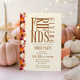 Modernes Friendsgiving Dinner Blumenladen Einladung