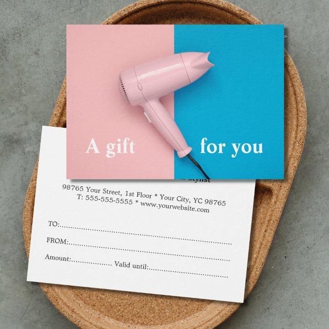 Modernes, frisch rosa blaues Haarstylist-GeschenkZ (Von Creator hochgeladen)