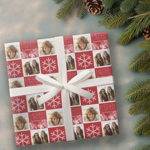 Modernes frohe Weihnachten Red Bokeh Personalisier Geschenkpapier
