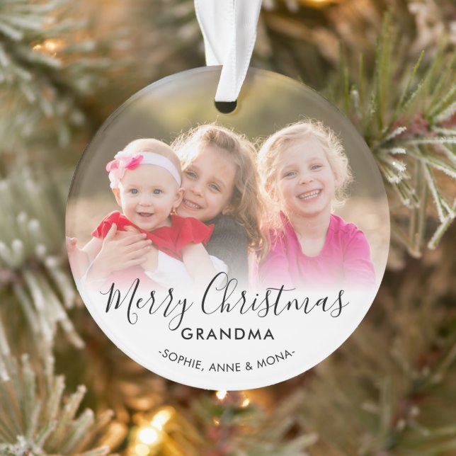 Modernes frohe Weihnachts-Oma Großeltern-Foto Ornament (Baum)