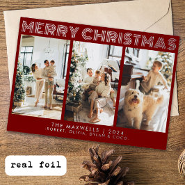 Modernes frohes Weihnachts-Rotes Foto Folien Feiertagskarte