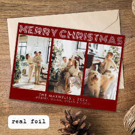 Modernes frohes Weihnachts-Rotes Foto Folien Feiertagskarte