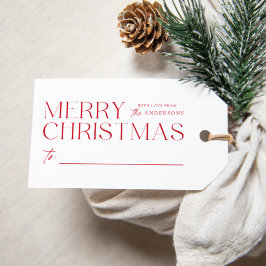 Modernes frohes Weihnachtsrot Geschenkanhänger