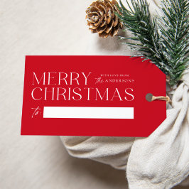 Modernes frohes Weihnachtsrot Geschenkanhänger
