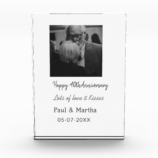 Modernes fröhliches 40-jähriges Jubiläum mit Namen Fotoblock (Vorderseite)