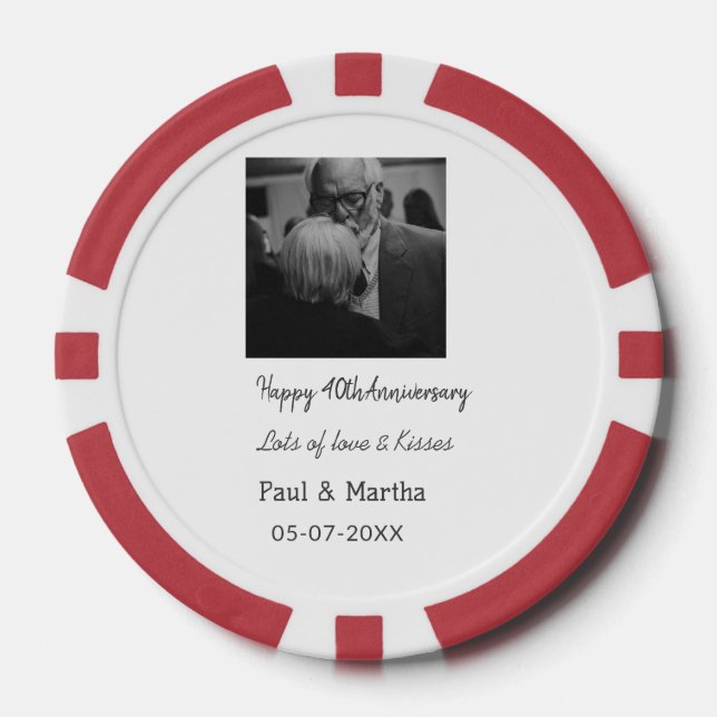 Modernes fröhliches 40-jähriges Jubiläum mit Namen Pokerchips (Vorderseite)