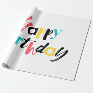 Modernes, fröhliches Design von "Happy Birthday" Geschenkpapier