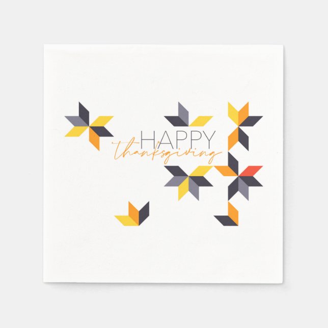 Modernes, fröhliches Design von Happy Thanksgiving Serviette (Vorderseite)