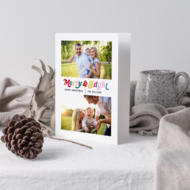 Modernes, fröhliches und helles Bright 2 Foto Karte (Get into the holiday spirit with a heartfelt folded christmas card! 🎅)