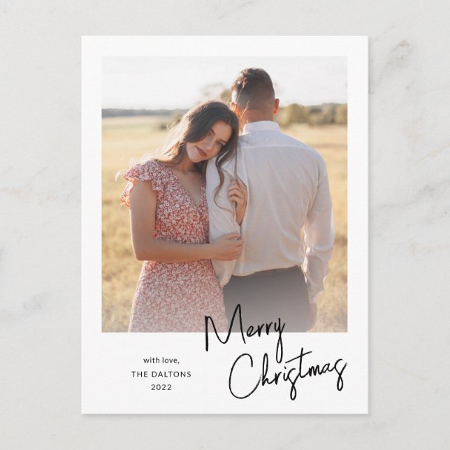 Modernes, fröhliches Weihnachts-Foto Feiertagspostkarte (Vorderseite)