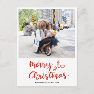 Modernes, fröhliches Weihnachts-Script-Foto Postkarte