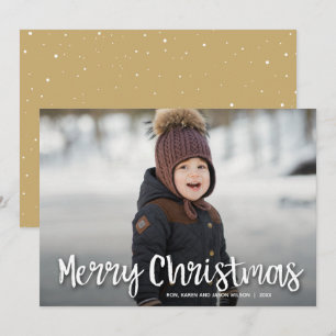Modernes, fröhliches Weihnachts-White Script-Foto Feiertagskarte