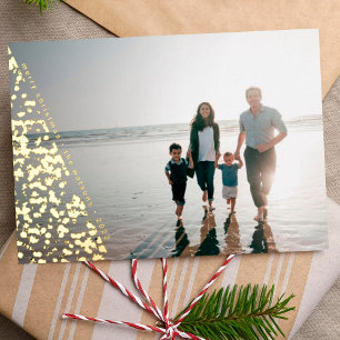 Modernes, fröhliches Weihnachtsbaum Custom Foto Folien Feiertagskarte