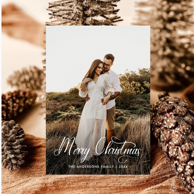 Modernes fröhliches Weihnachtsfamilien Foto karier Feiertagskarte (Von Creator hochgeladen)