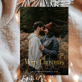 Modernes fröhliches Weihnachtsfamilien Foto karier Folien Feiertagskarte