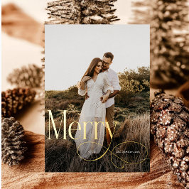 Modernes fröhliches Weihnachtsfamilien Foto karier Folien Feiertagskarte