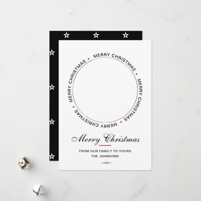 Modernes fröhliches Weihnachtsfest-Foto Feiertagskarte (Vorderseite/Rückseite Beispiel)