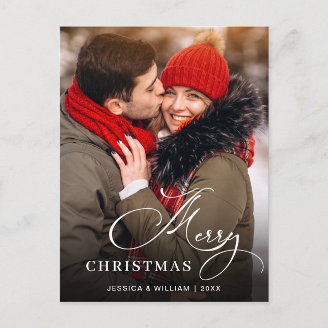 Modernes fröhliches Weihnachtsfest FOTO Gruß Postkarte (Vorderseite)