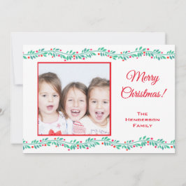 Modernes fröhliches Weihnachtsfest Holly Berry Fam Feiertagskarte