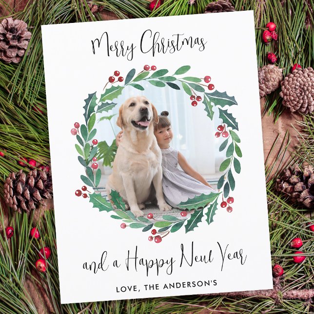 Modernes, fröhliches Weihnachtsgrün Kraut Foto Feiertagspostkarte (Von Creator hochgeladen)