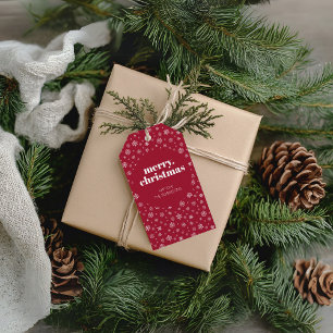 Modernes fröhliches Weihnachtsrot mit Snowflake-Mu Geschenkanhänger