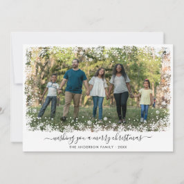 Modernes fröhliches Weihnachtsschneeflocken-Script Feiertagskarte