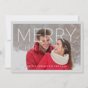 Modernes fröhliches Weihnachtsüberlagern mit Foto Feiertagskarte