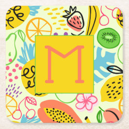 Modernes Fruchtmuster Rechteckiger Pappuntersetzer