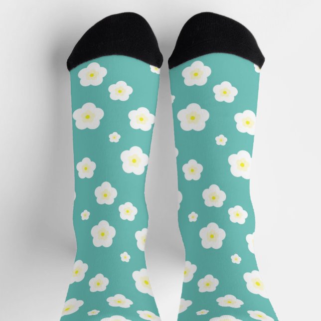 Modernes Frühjahr Daisy blumengefälle gelb Muster Socken (Oben)