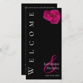 Modernes Fuchsia Orchids-Hochzeitsprogramm -