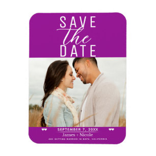 Modernes Fuchsia Save the Date Hochzeitsfest Foto Magnet