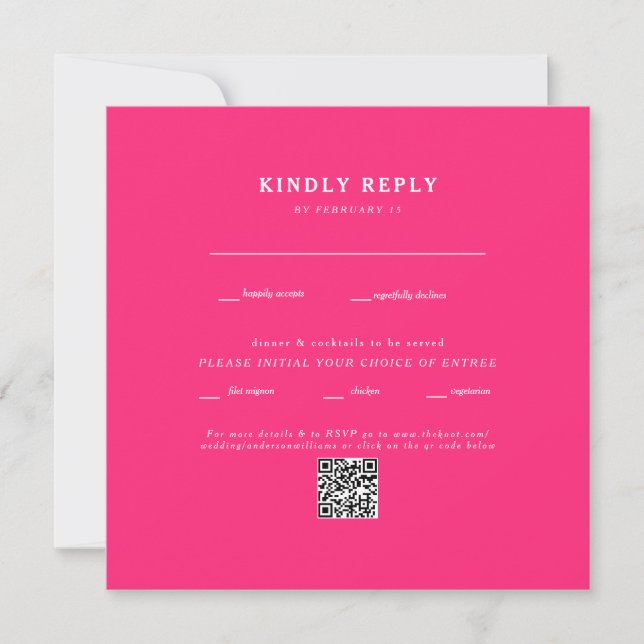 Modernes Fuchsia Square Wedding QR Code UAWG (Vorderseite)