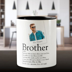 Modernes Fun Brother Definition Foto Zweifarbige Tasse