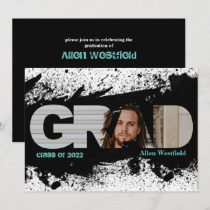 Modernes Funky Black Platsch GRAD Foto Einladung