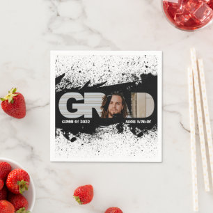 Modernes Funky Black Platsch GRAD Foto Napkins Serviette