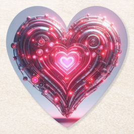 Modernes futuristisches leuchtendes rosa Herz Untersetzer