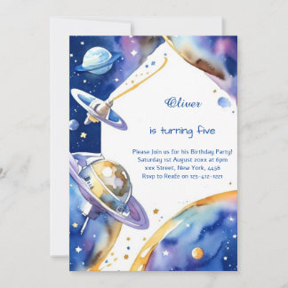 Modernes Galaxy Astro Adventure Geburtstag Einladung