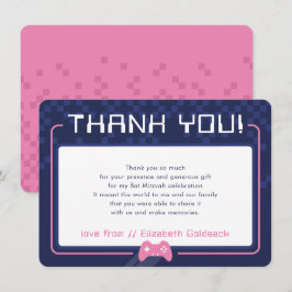MODERNES GAMING DANKS Bat Mitzvah Marine blau rosa Dankeskarte