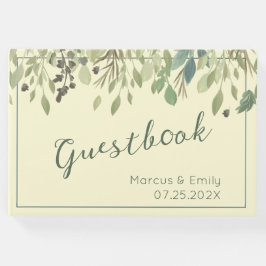 Modernes Gästebuch für Creme und Eukalyptus Weddin