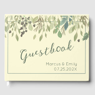 Modernes Gästebuch für Creme und Eukalyptus Weddin