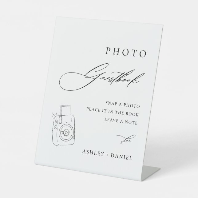 Modernes Gästebuch für Hochzeiten Foto Sockelschild (Vorderseite)