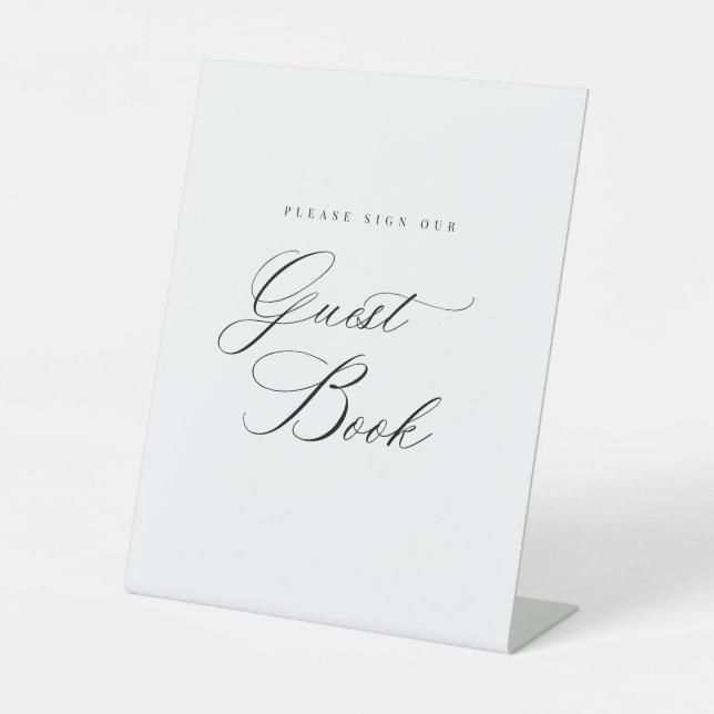 Modernes Gästebuch mit Acrylic Pedestal-Zeichen Sockelschild (Vorderseite)