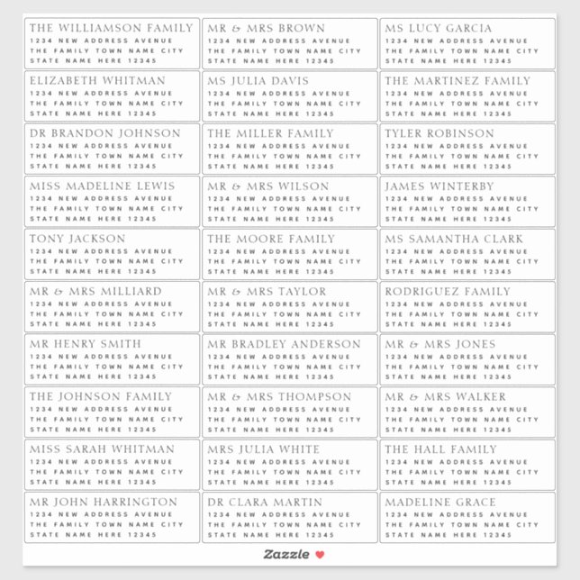 Modernes Gästenname und Adressetikett Aufkleber (Blatt)