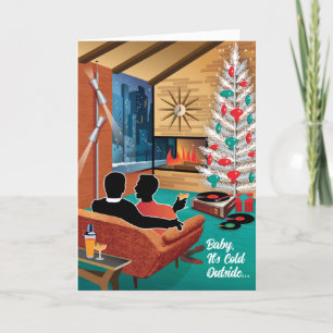 Modernes Gay Couple - Men Holiday Card Mitte des J Feiertagskarte