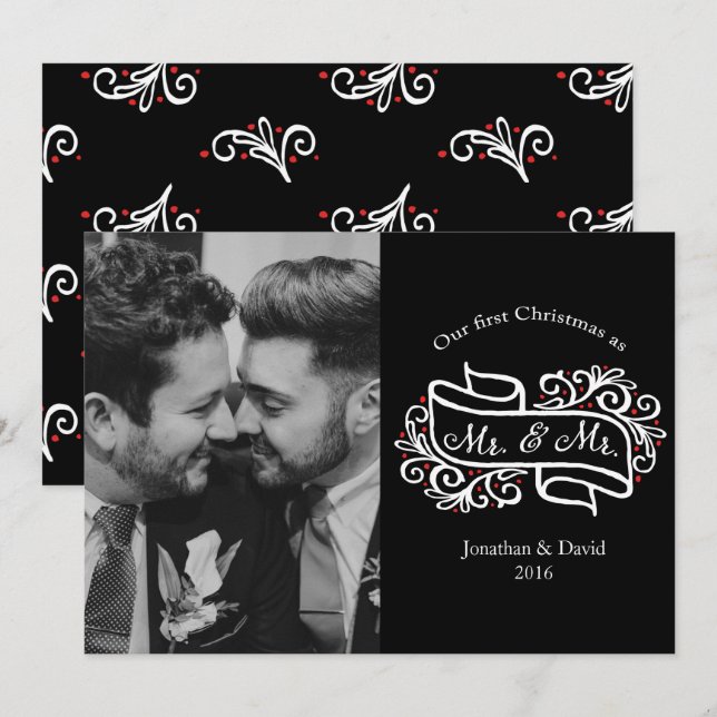 Modernes Gay New Foto Gruß Einladung (Vorne/Hinten)