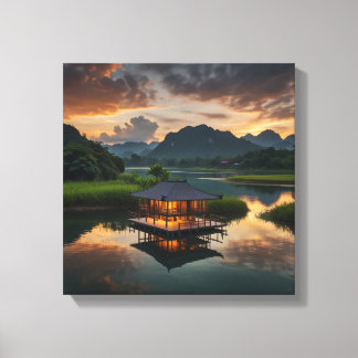 Modernes Gebäude aus Holz Leinwanddruck