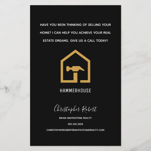 Modernes Gebäude für Schwarz und Golden Constructi Flyer (Vorne)