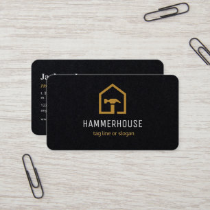 Modernes Gebäude für Schwarz und Golden Constructi Visitenkarte