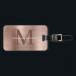 Modernes, gebürstetes Metallic-Rose-Gold-Monogramm Gepäckanhänger<br><div class="desc">Moderne, gebürstete Metallic-Rose Gold Monogram Gepäckmarke</div>