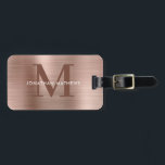Modernes, gebürstetes Metallic-Rose-Gold-Monogramm Gepäckanhänger<br><div class="desc">Moderne,  gebürstete Metallic-Rose Gold Monogram Gepäckmarke</div>